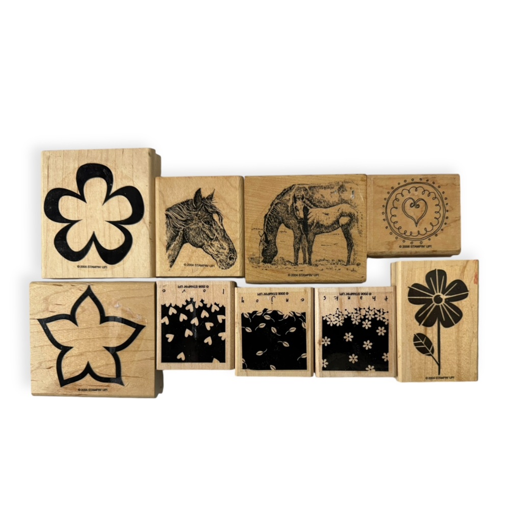 Lot of 9 Medium Rubber Stamps‎